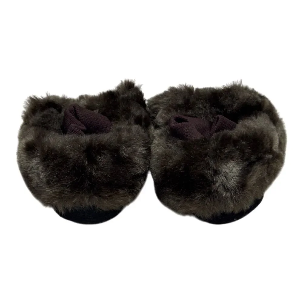 L.L. Bean Toddler Animal Paws Bear Slippers Sz 3-4 Faux Fur Paw Sole Cozy Indoor